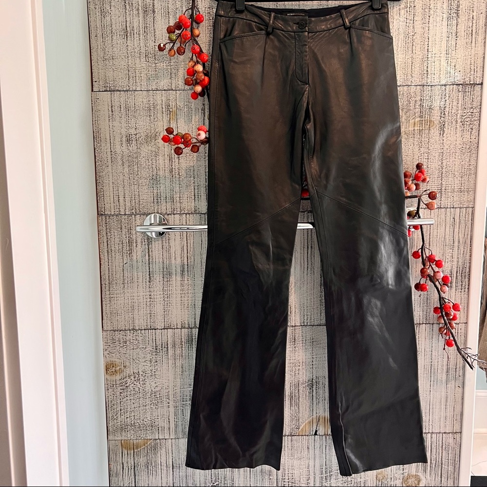 BCBG maxazria 100% leather boot cut pants